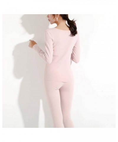 Women's Thermal Underwear Set Warm Winter Round Neck Long Sleeve T Shirts Long Pants Trousers - Purple - CH193XZ5UMK $50.84 T...