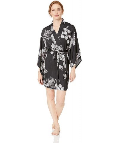 Women's Washed Satin WRAP - Black/Pink - CU18ISQRL9C $77.32 Robes