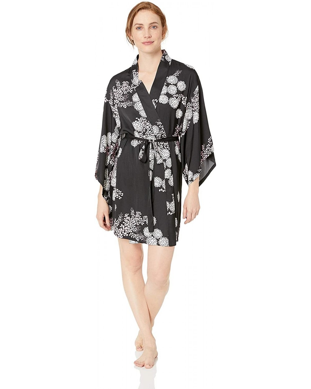 Women's Washed Satin WRAP - Black/Pink - CU18ISQRL9C $77.32 Robes