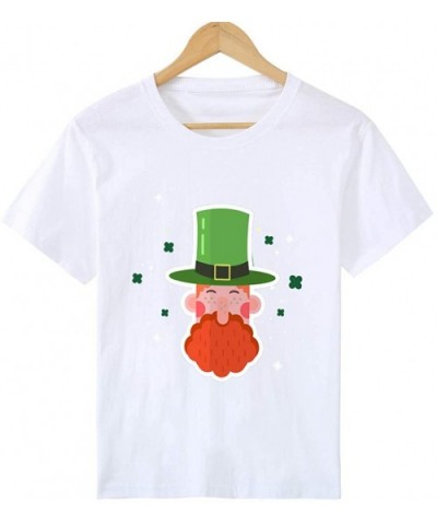 St. Patrick's Day Print Short Sleeve Round Neck Top - White - CO1953T7Q06 $16.97 Tops