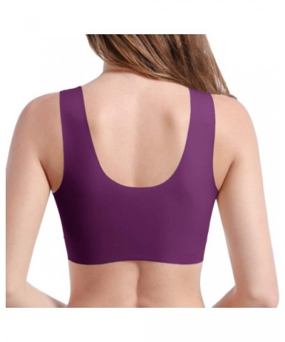 Beaute Front Close Wirefree Padded Bra Back Smoothing Demi Bra A/B Cups - Royal Purple - CD19724T67U $29.14 Bras