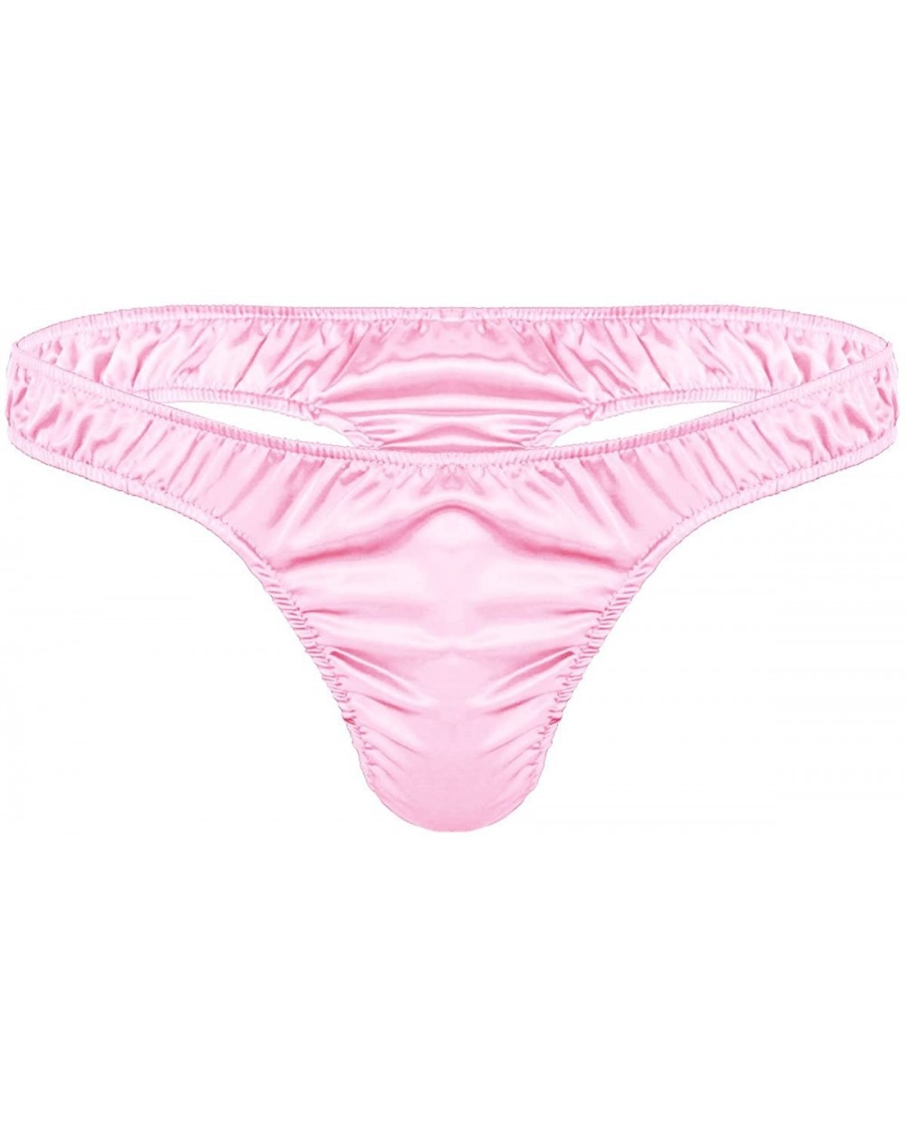 Men's Ruffled Satin Low Rise High Cut G-String Thong Sissy Pouch Panties Underwear - Pink - CL1986LHZCD $20.01 G-Strings & Th...