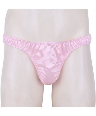 Men's Ruffled Satin Low Rise High Cut G-String Thong Sissy Pouch Panties Underwear - Pink - CL1986LHZCD $20.01 G-Strings & Th...