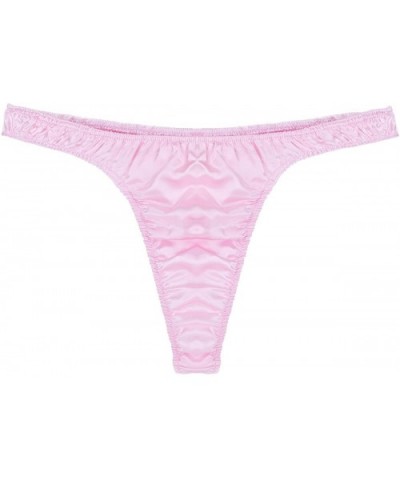 Men's Ruffled Satin Low Rise High Cut G-String Thong Sissy Pouch Panties Underwear - Pink - CL1986LHZCD $20.01 G-Strings & Th...