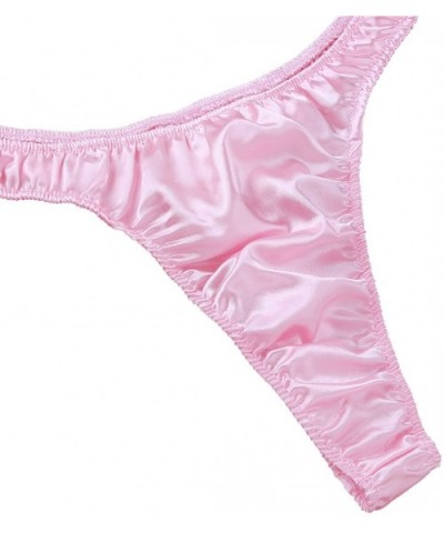 Men's Ruffled Satin Low Rise High Cut G-String Thong Sissy Pouch Panties Underwear - Pink - CL1986LHZCD $20.01 G-Strings & Th...