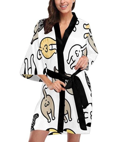 Custom Cute Cartoon Cat Pattern Women Kimono Robes Beach Cover Up for Parties Wedding (XS-2XL) - Multi 4 - CO194S4ZMKT $78.78...