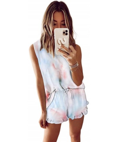 Women's Tie Dye Sleepwear Summer Sleeveless Casual Tank Nightgown Set - B Multicolor - C819E7O3NKG $40.94 Nightgowns & Sleeps...