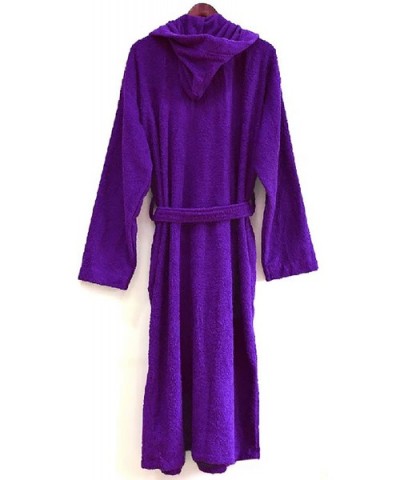 Heavy 3 Pound Hooded Terry Cloth Bathrobe. 50.5 Inch Length. 100% Turkish Cotton - Purple - CK17YUAZQ9C $71.23 Robes