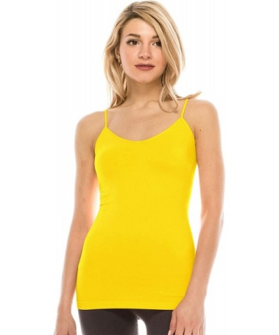 Women's Camisole Tank Top - Basic Seamless Stretch Spaghetti Strap Cami- UV Protective Fabric UPF 50+ (Made in USA) - Yellow ...