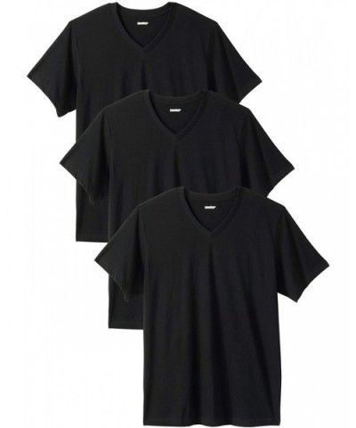Men's Big & Tall Cotton V-Neck Undershirt 3-Pack - Tall - 6XL- Black - CY18IZKYRWX $53.13 Undershirts