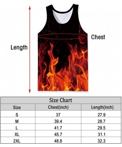 Men's All Over Print Funny Tank Tops Breathable Summer Casual Sleeveless Beach Graphic Tee/Swimming Trunks - Fire Flame - C61...