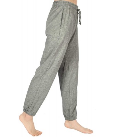 Womens Pajama Pants Cotton Sleep Pants Stretch Yoga Knit Lounge Pants with Pockets - Granite Gray- Jogging Style - CL18M77MIA...