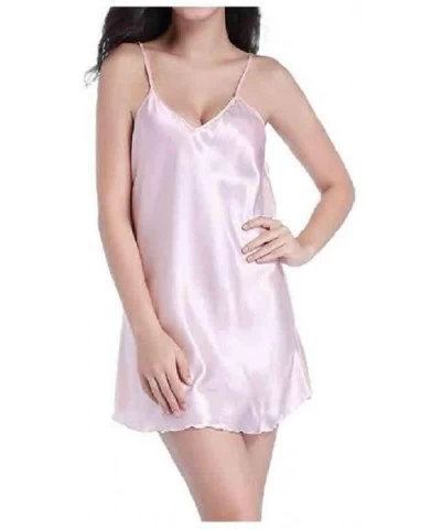 Women Everyday Plus-Size Sexy Short Dress Sling V Neck Sleep Dress - As3 - C01900OOMUY $30.01 Nightgowns & Sleepshirts