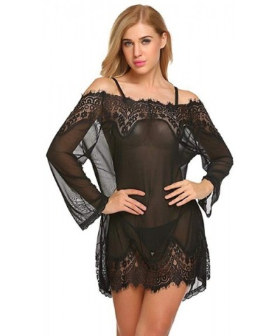 Babydoll Lingerie for Women Sexy Women Sexy Underwear Nightwear Large Size Sexy Lingerie Babydoll Summer Long Sleeve Sl - Bla...