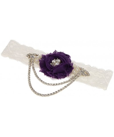 Wedding Bridal Crystal Chain Pearl - Dark Purple - CZ19CT236OE $13.63 Garters & Garter Belts