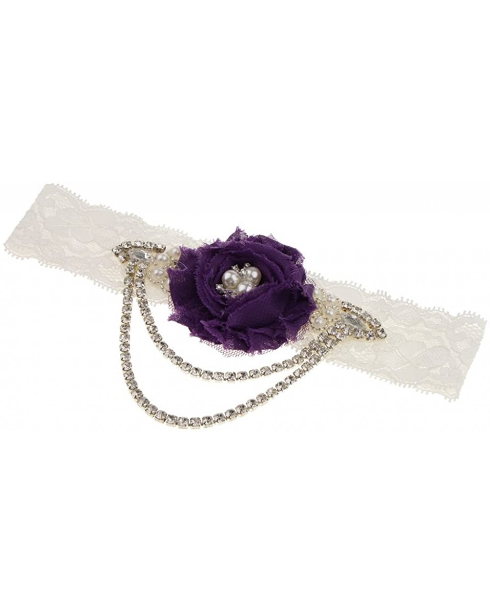 Wedding Bridal Crystal Chain Pearl - Dark Purple - CZ19CT236OE $13.63 Garters & Garter Belts