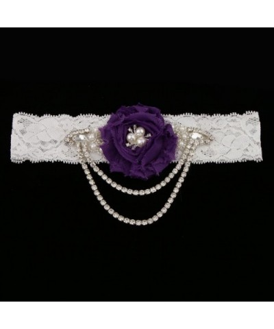 Wedding Bridal Crystal Chain Pearl - Dark Purple - CZ19CT236OE $13.63 Garters & Garter Belts