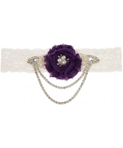 Wedding Bridal Crystal Chain Pearl - Dark Purple - CZ19CT236OE $13.63 Garters & Garter Belts