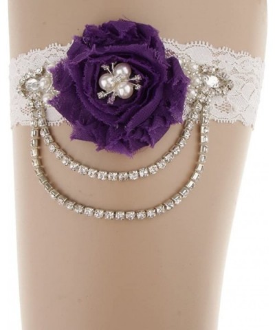 Wedding Bridal Crystal Chain Pearl - Dark Purple - CZ19CT236OE $13.63 Garters & Garter Belts