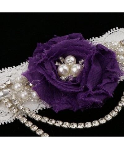 Wedding Bridal Crystal Chain Pearl - Dark Purple - CZ19CT236OE $13.63 Garters & Garter Belts