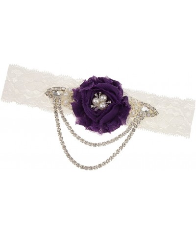 Wedding Bridal Crystal Chain Pearl - Dark Purple - CZ19CT236OE $13.63 Garters & Garter Belts