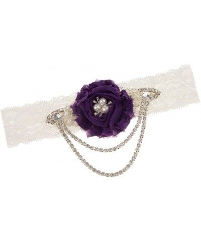 Wedding Bridal Crystal Chain Pearl - Dark Purple - CZ19CT236OE $13.63 Garters & Garter Belts