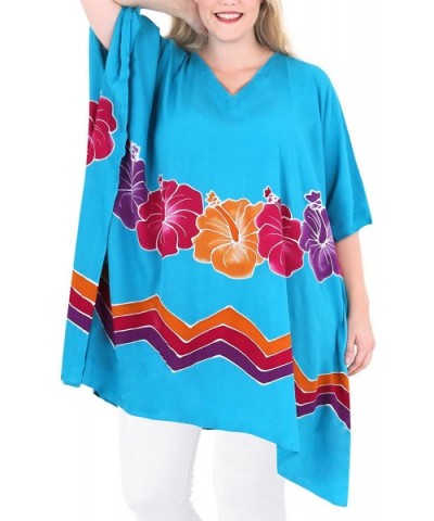 Women's Midi Evening Kaftan Elegant Dress Swim Cover Up Embroidered - Teal Blue_h359 - CH11SGLKSMH $27.73 Nightgowns & Sleeps...