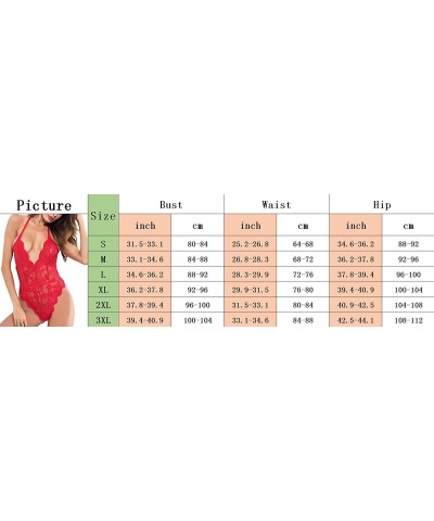 Women's Sexy Lingerie Teddy Plunge V Neck Mesh Sleeveless Criss Cross Sheer One Piece Babydoll Bodysuit - B-red - CZ18Z0KD5S7...