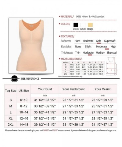 Shapewear Cami for Women Padded Tummy Control Tank Top Slimming Camisole Body Shaping Compression Vest Beige L - C518XDNINUC ...