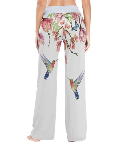 Women's Comfy Stretch High Waist Drawstring Palazzo Wide Leg Pants - Tropical Japanese Magnolia Butterflies - C7199DZUZOL $44...