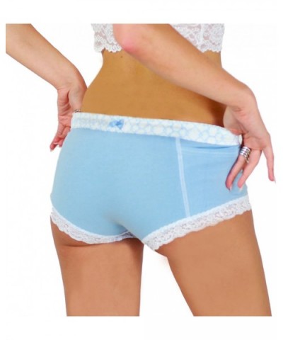 Women's Boxer Brief Underwear with Pockets Cotton Boy Shorts Panties - Light Blue/Trellis - CN11X8ZMDM9 $48.65 Panties