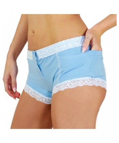 Women's Boxer Brief Underwear with Pockets Cotton Boy Shorts Panties - Light Blue/Trellis - CN11X8ZMDM9 $48.65 Panties