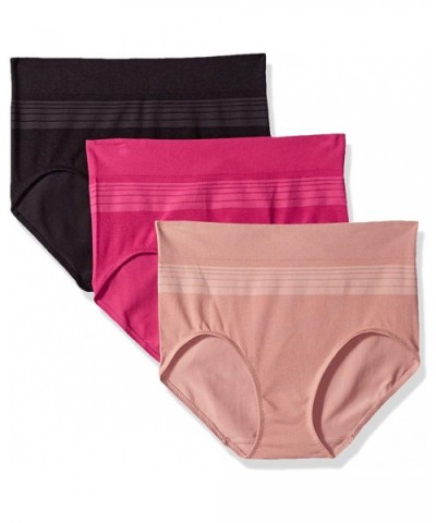 Women's Blissful Benefits Seamless Bikini Panty 3 Pack - Black/Toasted Almond/Vivacious - C318CMILCIQ $17.23 Panties