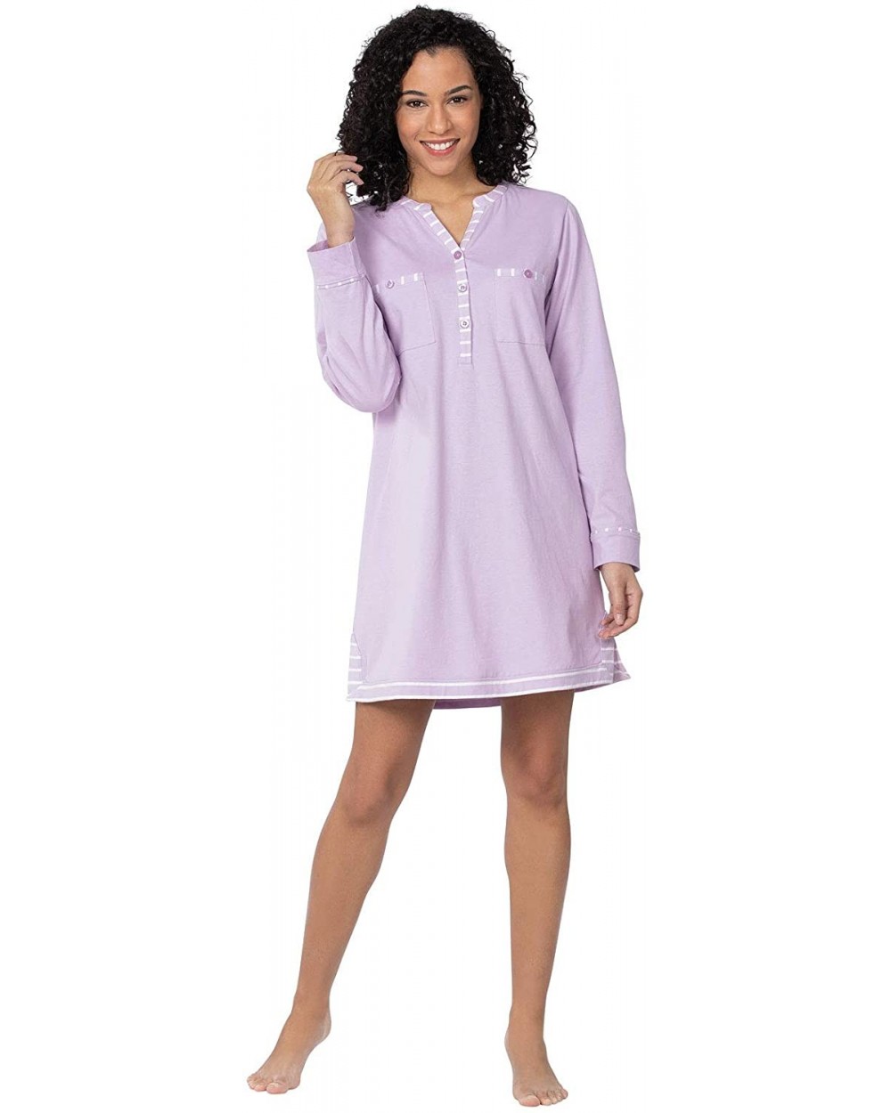 Sleep Shirts for Women - Cotton Nightgown Soft - Lavender - CR18O23WQWY $38.44 Nightgowns & Sleepshirts