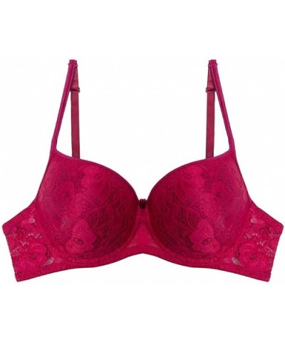 Sexy Underwear- Women Sexy Lace Underwire Bra Underwear Gathered Adjustable Bra - Red - CF18XGAEKC5 $13.68 Garters & Garter B...