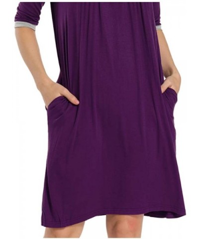 Women's Soft Nightgowns Button Sleepwear Shirt Dress Solid Nightshirt Purple XL - C919CSQSRHX $31.24 Nightgowns & Sleepshirts