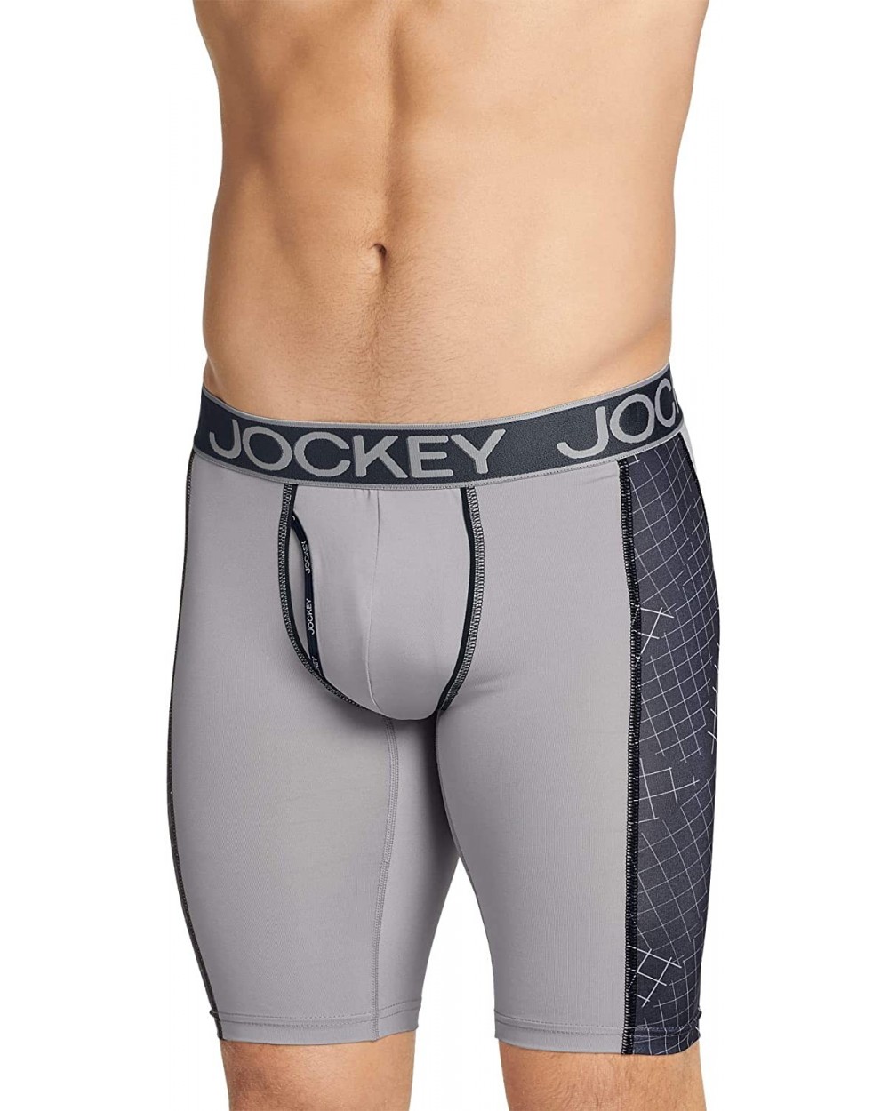 Men's Underwear Sport Stretch Tech Performance Midway Brief - Silver Grid - CT194MKURCU $15.84 Boxer Briefs