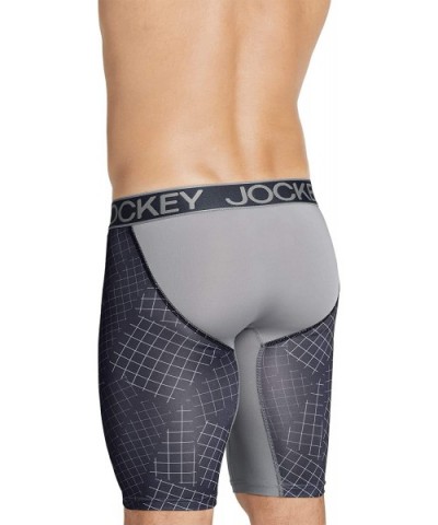 Men's Underwear Sport Stretch Tech Performance Midway Brief - Silver Grid - CT194MKURCU $15.84 Boxer Briefs