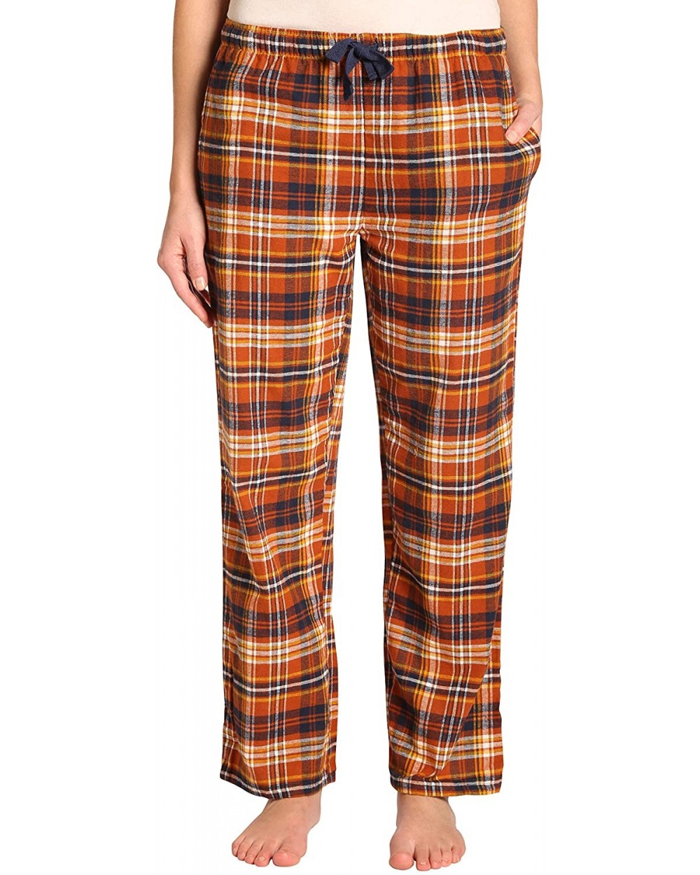 Sleepwear Womens Flannel Pajama Pants- Long 100% Cotton Pj Bottoms - Rusty Brown Plaid - C018K0LC3I9 $26.16 Bottoms