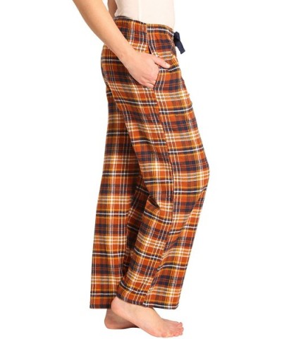 Sleepwear Womens Flannel Pajama Pants- Long 100% Cotton Pj Bottoms - Rusty Brown Plaid - C018K0LC3I9 $26.16 Bottoms