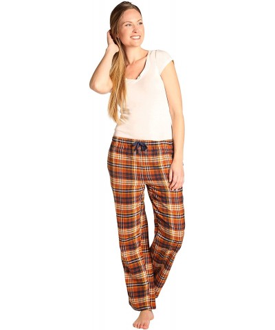 Sleepwear Womens Flannel Pajama Pants- Long 100% Cotton Pj Bottoms - Rusty Brown Plaid - C018K0LC3I9 $26.16 Bottoms