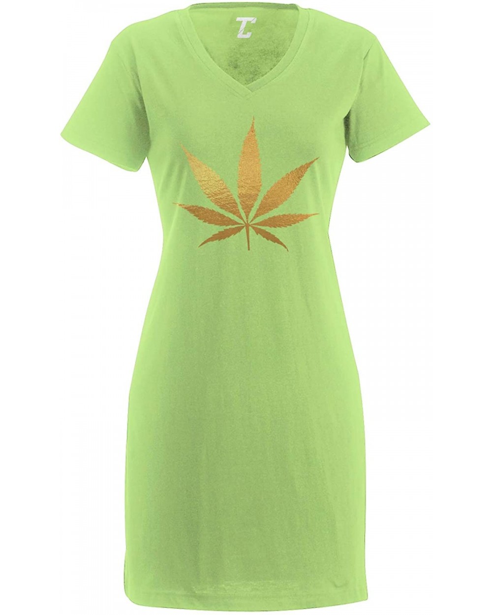 Gold Marijuana Leaf - Weed Stoner Pothead Women's Nightshirt - Light Green - C618REQKGCT $42.23 Nightgowns & Sleepshirts