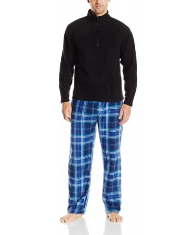 Men's Zip Top Fleece Pajama Set - Blue - CU12MJ1M98Z $36.39 Sleep Sets