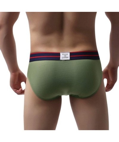 Men's Sexy Underwear Shorts- Sexy Briefs and Men's Underwear Solid Briefs Shorts Soft and Breathable Underpants - Green - CN1...