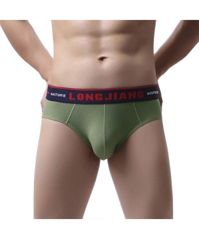 Men's Sexy Underwear Shorts- Sexy Briefs and Men's Underwear Solid Briefs Shorts Soft and Breathable Underpants - Green - CN1...