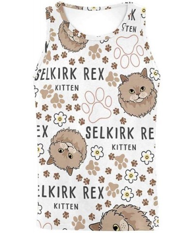 Men's Muscle Gym Workout Training Sleeveless Tank Top Selkirk Rex - Multi1 - CA19DLNAEW0 $46.41 Undershirts