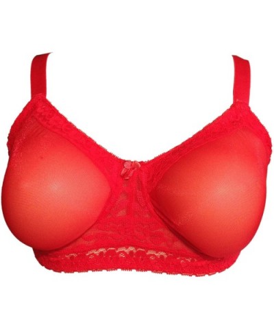 See-Through Pocket Bra for Silicone Breastforms Crossdress8585 - Red - CX186NHMTOG $41.00 Bras