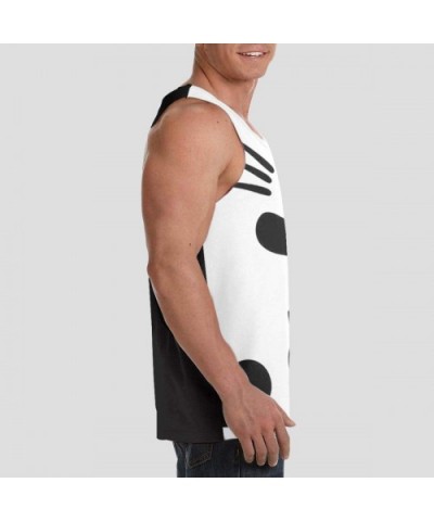 Men's Soft Tank Tops Novelty 3D Printed Gym Workout Athletic Undershirt - Yin Yang Black and White Sleepy Cat - CV19DE9ZZ22 $...