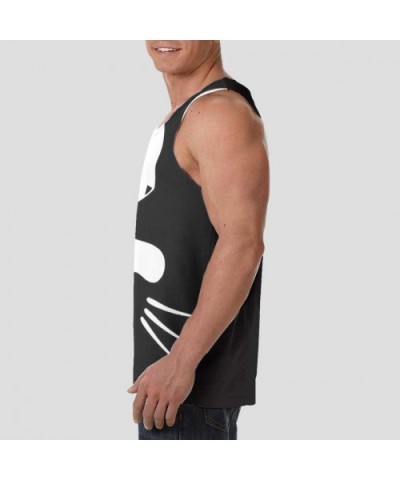 Men's Soft Tank Tops Novelty 3D Printed Gym Workout Athletic Undershirt - Yin Yang Black and White Sleepy Cat - CV19DE9ZZ22 $...