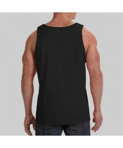 Men's Soft Tank Tops Novelty 3D Printed Gym Workout Athletic Undershirt - Yin Yang Black and White Sleepy Cat - CV19DE9ZZ22 $...